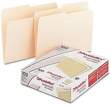 Pendaflex File Folders, Letter Size, Manila, 1/2 Cut, 100/BX (752 1/2), Letter