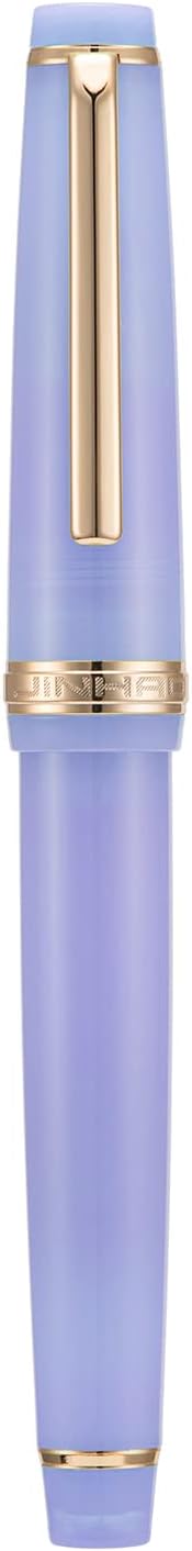 Jinhao 82 Acrylic Fountain Pen, Iridium Bent Nib with Ink Converter, Transparent Purple Classic Design Calligraphy Pen (Gold Trim)