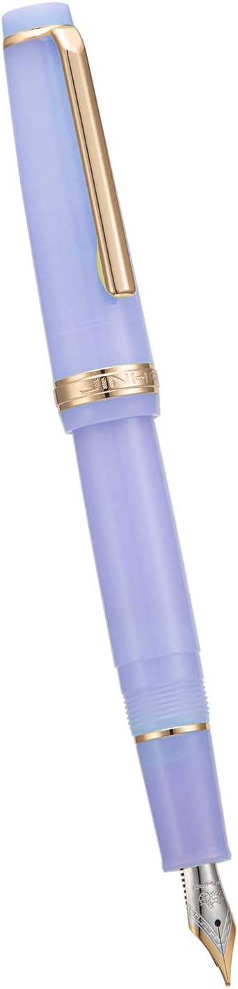 Jinhao 82 Acrylic Fountain Pen, Iridium Medium Nib with Ink Converter, Transparent Purple Classic Design Smooth Writing Pen (Gold Trim)