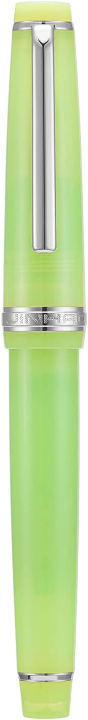 Jinhao 82 Acrylic Fountain Pen, Iridium Medium Nib with Ink Converter, Transparent Green Classic Design Smooth Writing Pen (Silver Trim)
