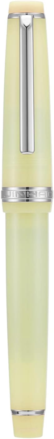 Jinhao 82 Acrylic Fountain Pen, Iridium Bent Nib with Ink Converter, Transparent Yellow Classic Design Calligraphy Pen (Silver Trim)