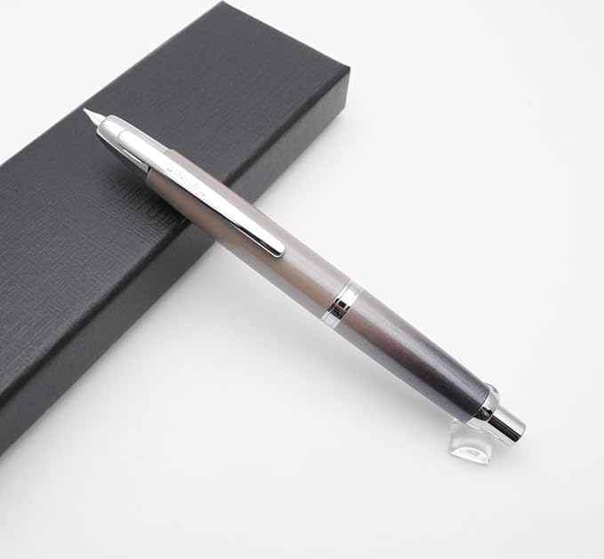 JINHAO 10 Press Fountain Pen, Retractable Metal Pen with Ink Converter (EF Nib 0.38mm, Gradient Grey)