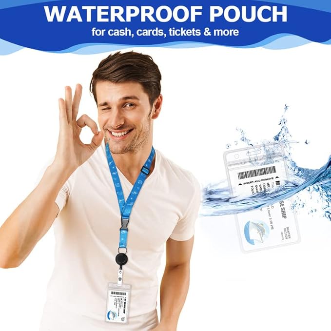 10 Sets Cruise Lanyards Retractable Carnival Adjustable Lanyard with ID Holder Detachable Badge Clip for Cruise Ship Cards(Fresh Style)