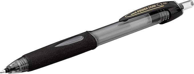 uniball Power Tank Rt Ballpoint Pen, Retractable, Bold 1 Mm, Black Ink, Smoke/black Barrel, Dozen
