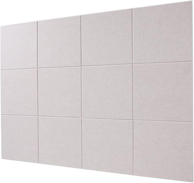 LAJAR Large Felt Wall Tiles, 12 Pack Cork Board Alternative with Removable Adhesive Tabs, Bulletin Pin Boards for Office, School and Home (Light Camel)