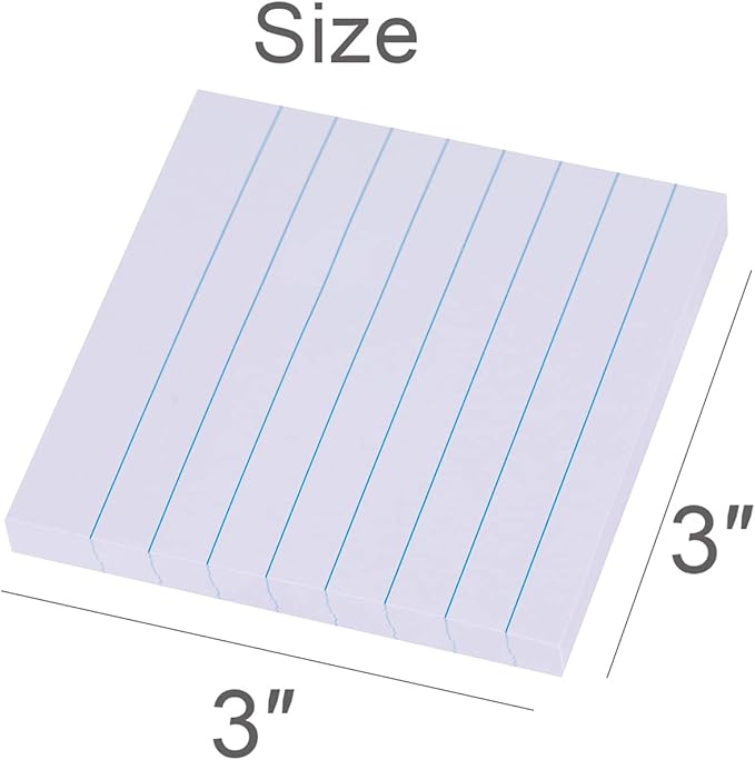 Vanpad Lined Sticky Notes 3x3 Inches, Light Purple Pink Ruled Self-Stick Pads, Easy to Post for Home, Office, Notebook, 8 Pads/Pack