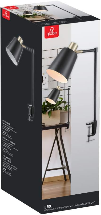 Globe Electric 52900 Lex Desk Lamp, Black with Gold