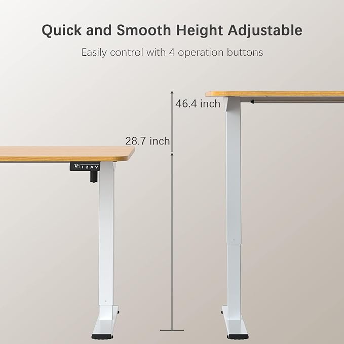 Furmax Electric Height Adjustable Standing Desk Large 55 x 24 Inches Sit Stand up Desk Home Office Computer Desk Memory Preset with T-Shaped Metal Bracket, Wood