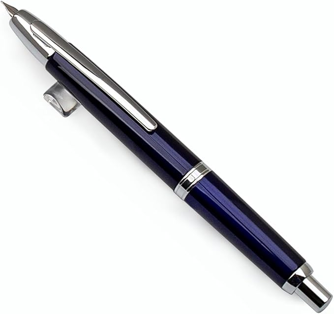 JINHAO 10 Press Fountain Pen, Retractable Metal Pen with Ink Converter (F Nib 0.5mm, Dark Blue)