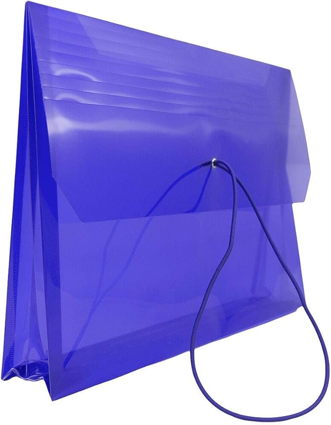 JAM PAPER Plastic Expansion Envelopes with Elastic Band Closure - Letter Booklet - 9 3/4 x 13 with 2.5 Inch Expansion - Blue - 3/Pack