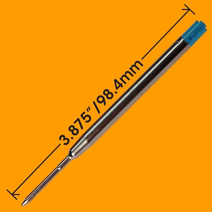 Jaymo Replacement for Parker 1950371 and Bastion - Measures 3.875 in / 98 mm Long - G2 Ballpoint Pen Refill - 12 Blue