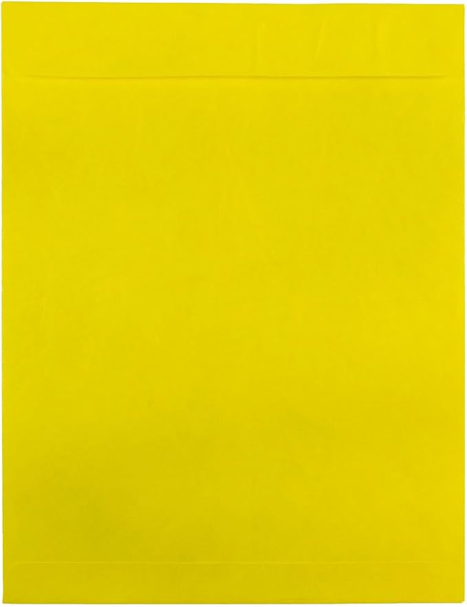 JAM PAPER Tyvek Tear-Proof Open End Catalog Envelopes - 10 x 13 - Yellow - 10/Pack