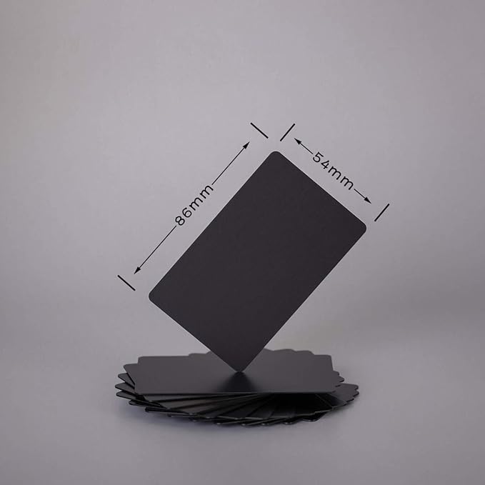 Thick Aluminum Metal Business Cards Anodized Aluminum 86 X 54 X 0.8mm with Protector Sleeves (black-10)
