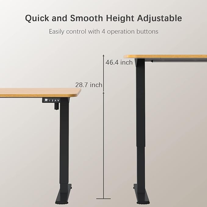 Furmax Electric Height Adjustable Standing Desk Large 55 x 24 Inches Sit Stand Up Desk Home Office Computer Desk Memory Preset with T-Shaped Metal Bracket, Maple