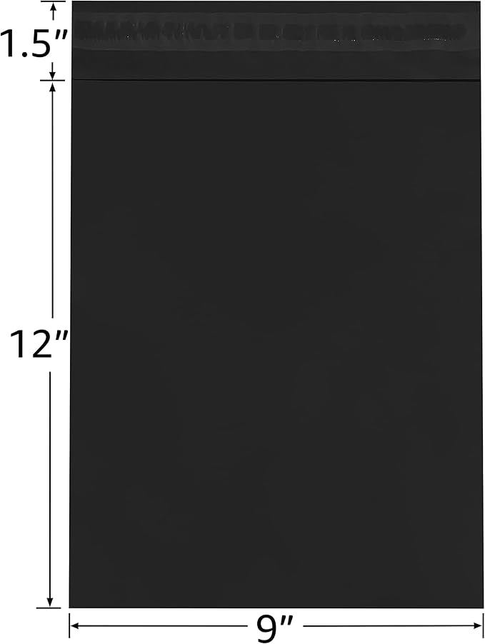 Colored Poly Mailers Pack of: Be creative with your packaging with Colored mailers (Black, 9" x 12" pack of 500)