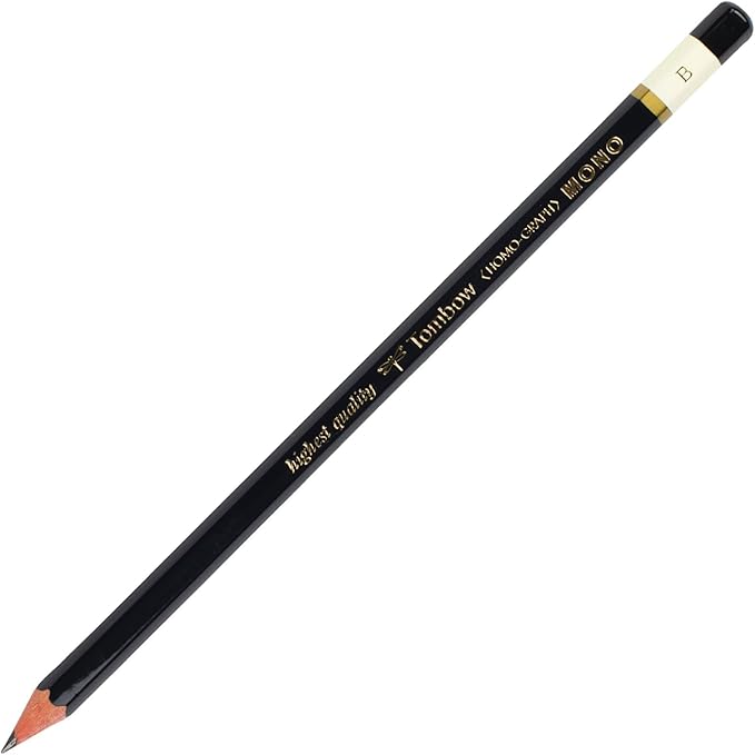 Tombow 51508 MONO Drawing Pencil, B, Graphite 12-Pack