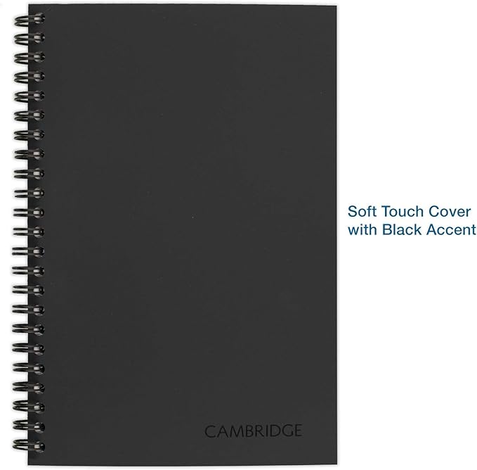 Cambridge Business Notebook, Legal Ruled, 5" x 8", Small, Wirebound, 80 Sheets, Black (06074) (Pack of 2)