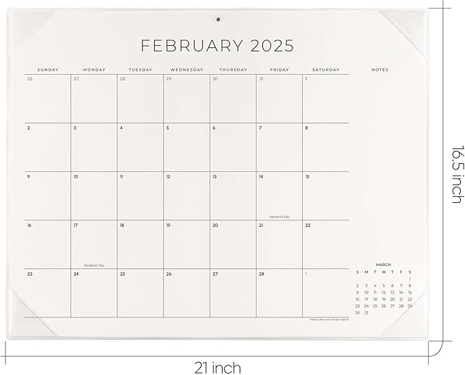 Cabbrix Simplified Desk Calendar 2025-2026 with Desktop Mat, Large Desk Pad Calendar 21" x 16-1/2" Runs from Jan 2025 to Jun 2026, Monthly Desktop Calendar for Home School and Office (Transparent)