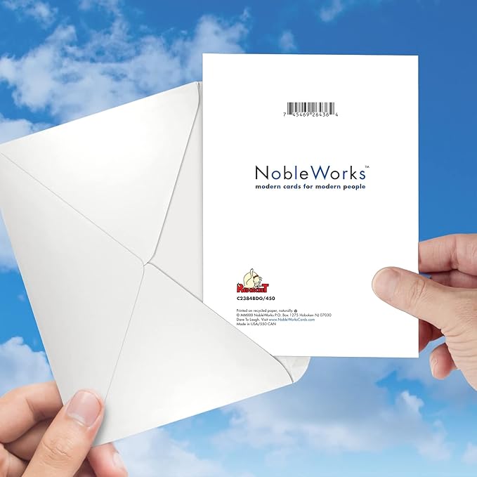 NobleWorks - Funny Happy Birthday Note Card with Envelope (4.63 x 6.75 Inch) - Bday Greeting Card for Women and Men - Congrats Bday Celebration Notecard - Track Cookies C2384BDG
