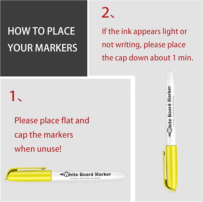 SFAIH Low Odor Dry Erase Markers Fine Tip - Whiteboard Markers 24 Pack 12 Assorted Color, Fine Tip Dry Erase Markers For Kids Adults, Color Markers for Classroom