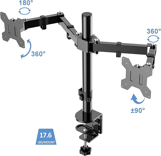 Rocelco 46" Large Height Adjustable Standing Desk Converter with Double Monitor Mount BUNDLE - Quick Sit Stand Up Computer Workstation Riser - Retractable Keyboard Tray - White (R DADRW-46-DM2)