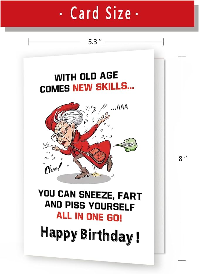 Funny Birthday Gifts for Mature Women,Hilarious Birthday Card for Grandma, Mom,Senior Female Friends,Gag 50th 60th 70th 80th 90th Birthday Card Gift,Humorous Getting Older Card,Aging Gracefully