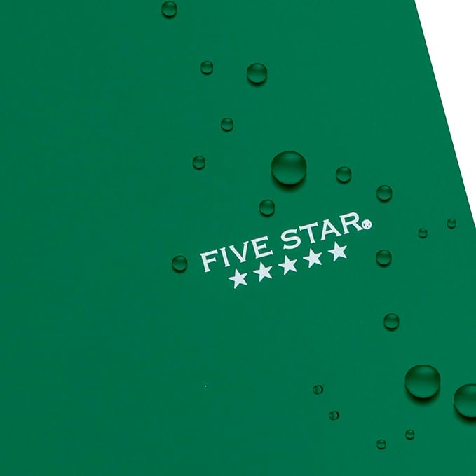 Five Star Spiral Notebook + Study App, 3 Subject, College Ruled Paper, Fights Ink Bleed, Water Resistant Cover, 8-1/2" x 11", 150 Sheets, Green (72067) (Pack of 2)