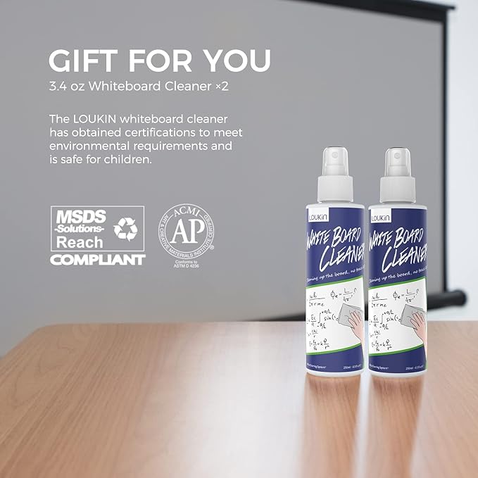 LOUKIN 2 Pack Magnetic Dry Erase Eraser, Whiteboard Eraser, Glass Board Eraser(Pink), 3.4 fl oz Whiteboard Cleaner * 2 Included, for Classroom, Home and Office Use