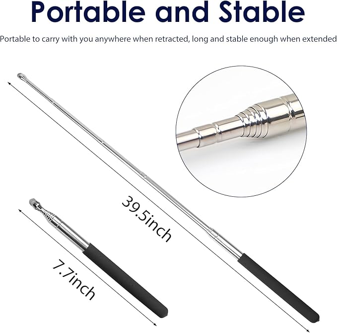 Retractable Teacher Pointer ππ.π'', Pointer Stick with π¦πππΉππ Smooth Sensitive Tablet Pen Stylus Pen, Teacher Coach Presenter Pointer Black