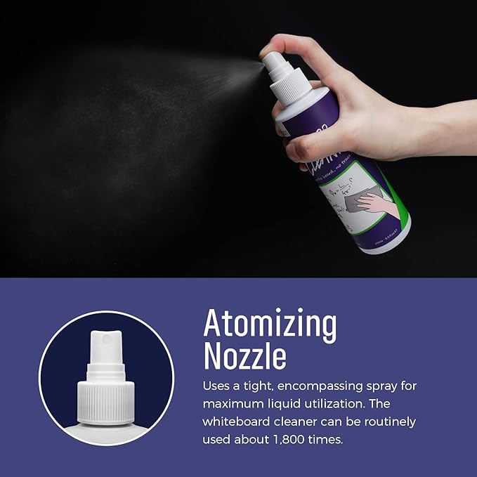 loukin Non-Toxic Whiteboard Cleaner, 8.5 fl oz Dry Erase Board Cleaner, Low-Odor White board Cleaning Spray, Removes Stubborn Marks from Whiteboards, Chalkboard (12-Pack)