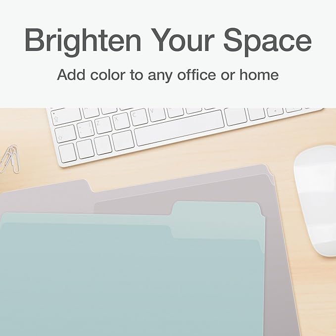 Pendaflex File Folders, Letter Size, Assorted Colors for Home, Office Filing Cabinet, 1/3-Cut Tabs, 36 Per Pack (82088)