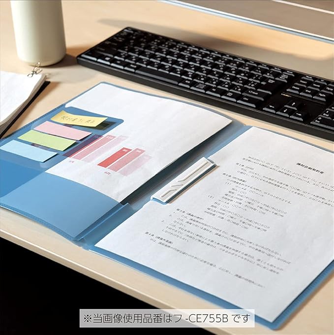 Kokuyo Campus Easy to Review Print File, Clip Folder, File Folder, A4, Blue, Japan Import (FU-CE755B)