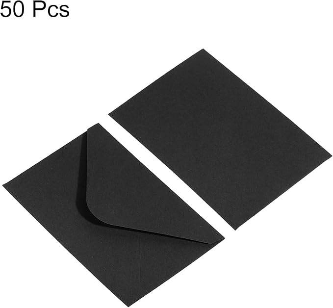 PATIKIL Mini Envelopes, 50 Pack Gift Cards Business Cards Envelope for Greeting Weddings, Black