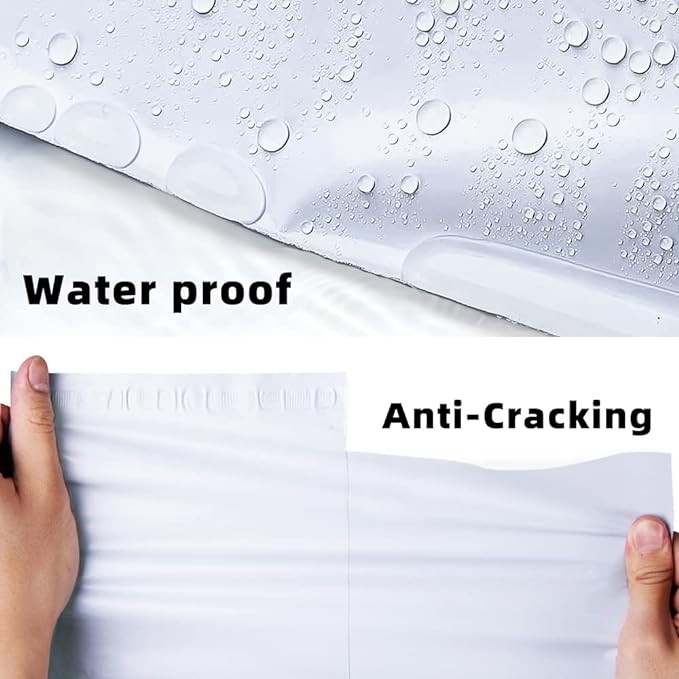 POLYSELLS 100 pcs 12x15.5 Inches White x Silver Poly Mailers Shipping Envelopes, Strong Adhesive Sealing, Waterproof, and Tear-resistant Postal Mailing Bags for Clothing, Books, and Accessories