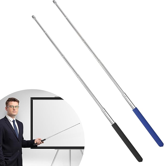 2 Pack Retractable Teacher Pointer ππ.π'', Pointer Stick with π¦πππΉππ Smooth Sensitive Tablet Pen Stylus Pen, Teacher Coach Presenter Pointer