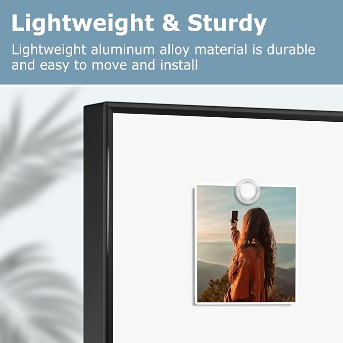 Magnetic Whiteboard, 24'' x 18'' White Board Dry Erase Board for Wall, Hanging Black Aluminum Frame Wipe Board for Home, Office, School
