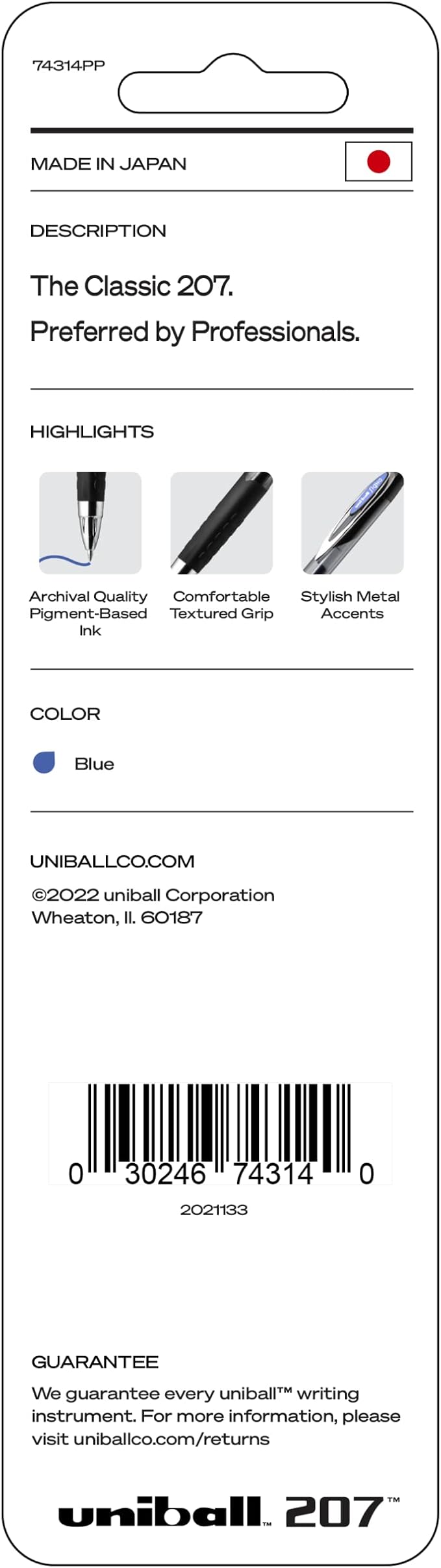 Uniball Signo 207 Gel Pens, 0.7mm Medium Blue, 2 Pack, Archival-Quality Ink, Quick-Drying, Water-Resistant, Stainless Steel Tip