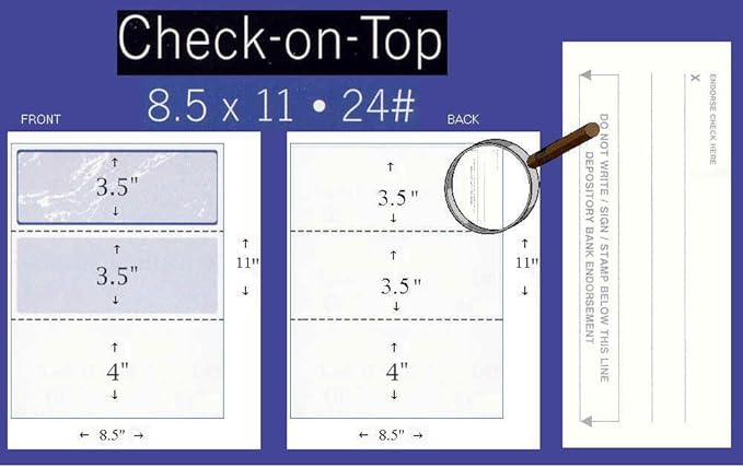 Compuchecks Check on Top Blank Check Paper - 500 Pack, Quick-Books & Laser Printer Compatible - Security Business Checks with Voucher - 8.5" x 11" Green Pinstripe