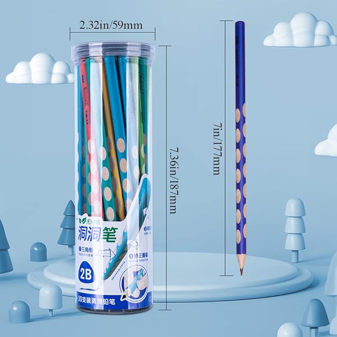 M&G 30pcs Triangular Pencils, 2B Pencils with Grip Correction, Wooden Graphite Pencils with Colored Barrels, Pre-Sharpened Break-Resistant, Suitable for Writing, Drawing, and Sketching