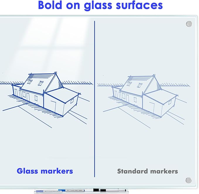 Maxtek Dry Erase Markers Fine Tip, Glass Board Markers for Glass, Window, Acrylic, Planning Board, 1mm Fine Points, 8 Bold Colors