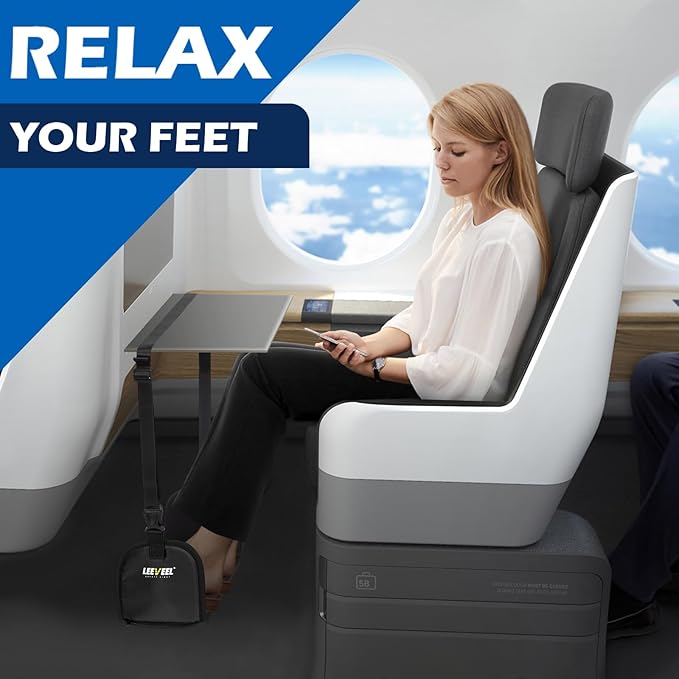 Foot Hammock for Plane Travel,Portable Airplane Foot Rest with Memory Foam and Hardboard,Adjustable Airplane Foot Hammock,Airplane Travel Essentials (Box Packaging)