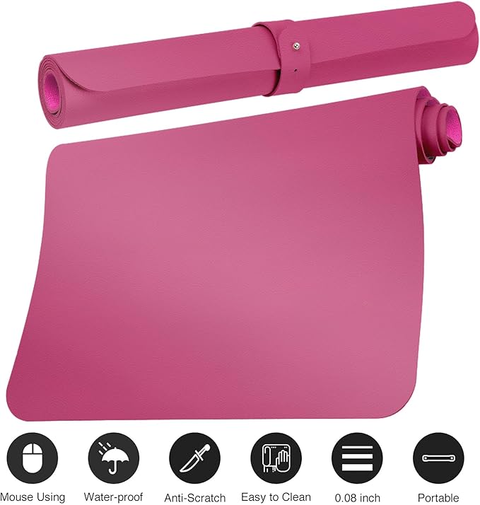 Boutilon Leather Desk Pad 47"x 24" Non-Slip Mouse Pad,Business Desk Pad,Extended Table Protector for Keyboard and Mouse,Desk Writing Pad for Office Home Working Decor (XXXL-Rose Pink)