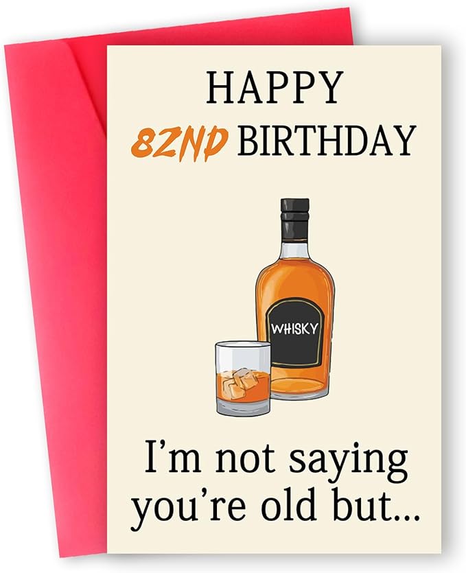 Funny 82nd Birthday Card, Best 82nd Birthday Gifts for Women Men, Happy 82nd Birthday Decorations for Dad Mom Grandpa Grandma, Whiskey 82 Year Old Bday Decor Card