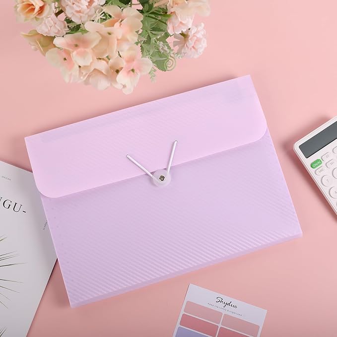 SKYDUE Expanding File Folder with 7 Pockets, Accordion File Organizer, Portable Folders for Documents, School Office Supplies Bungee Closure, Letter/A4 Size Purple