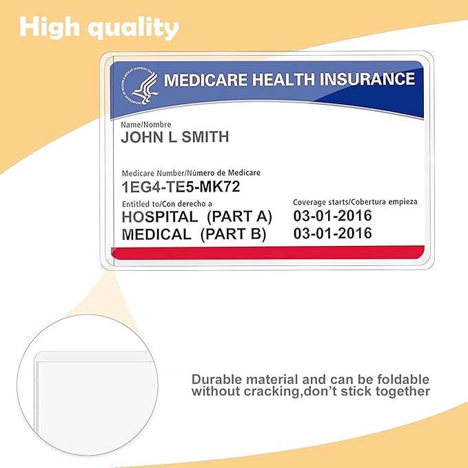 6 Pack New Medicare Card Holder Protector Sleeves,12Mil Clear PVC Waterproof Medical/Credit Card, Business/Social Security Card Protector