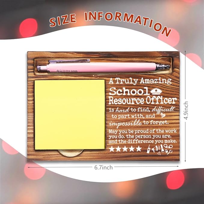 Thank You Appreciation Gifts for School Resource Officer, Going Away Gift Retirement Gift for School Resource Officer, Best School Resource Officer Gifts Self-Stick Note Pad Holders-DW47