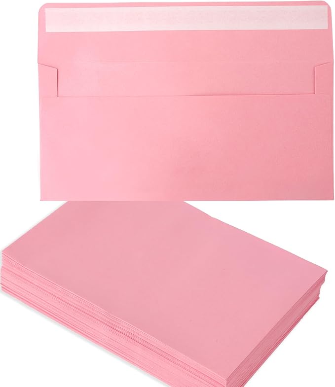 50 Packs 5x7 Envelopes,Pink A7 Envelopes,5x7 Envelopes for Invitations,Envelopes Self Seal for Weddings,Greeting Cards, Mailing, Invitations, Photos, Postcards,Printable Invitation Envelopes