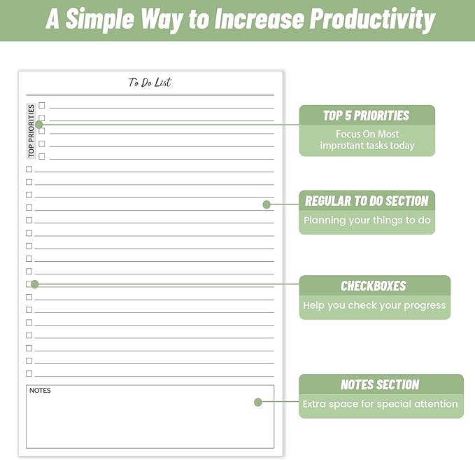 TO DO List Notepad, Note Pads 2 Pack, 8.3β X 5.7β52 Sheets TO DO List Notebook, Do List Notepad with checklist, Top priority, Note, Regular To Do Section for Planner & Organizer, Notepads for Work