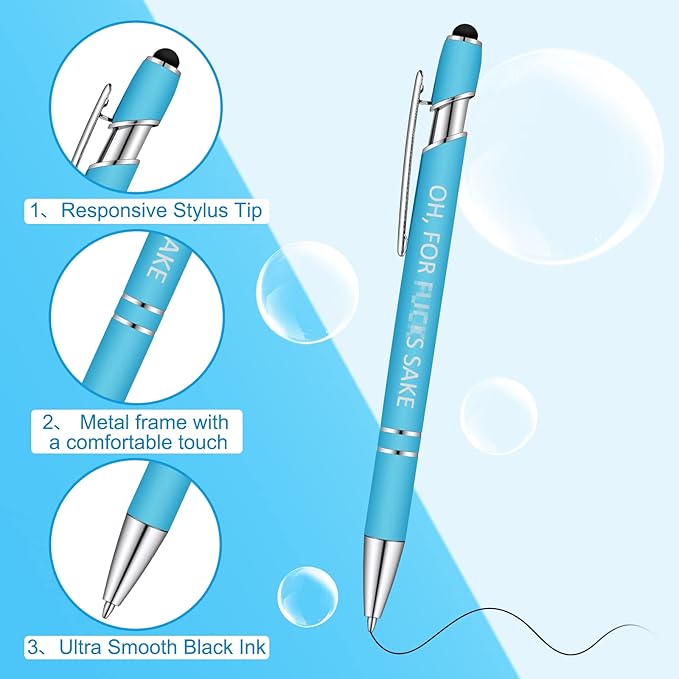 Eersida 10 Pcs Snarky Office Pens Funny Insulting Pens Arcastic Negative Quotes Ballpoint Macaron Touch Stylus for Office, Black Ink