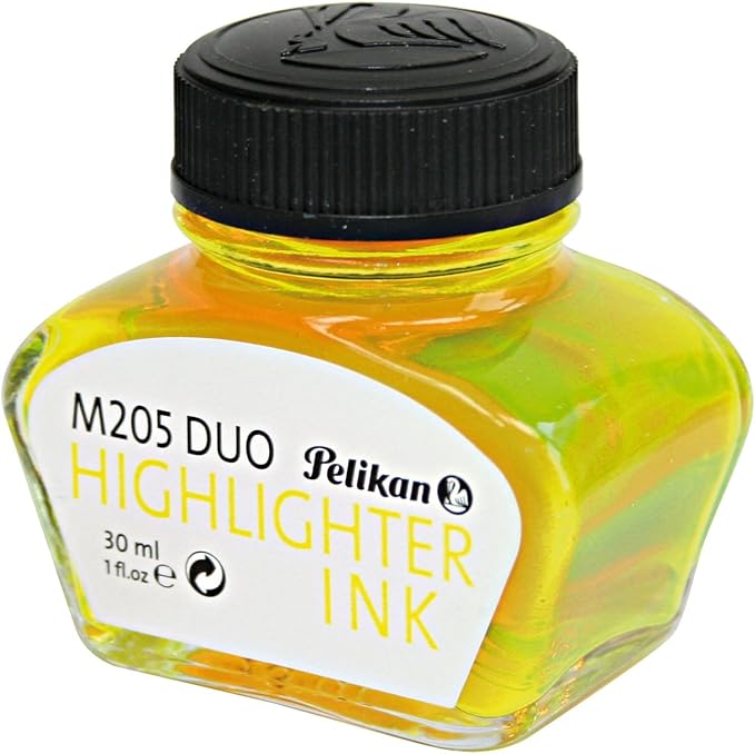 Pelikan 4001 Bottled Ink for Fountain Pens, For Pelikan M205 Classic Duo Highlighter Pen, Fluorescent Yellow, 30ml, 1 Each (344879)